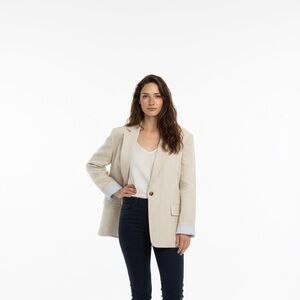 Topshop Beige Cream Single-Button Blazer